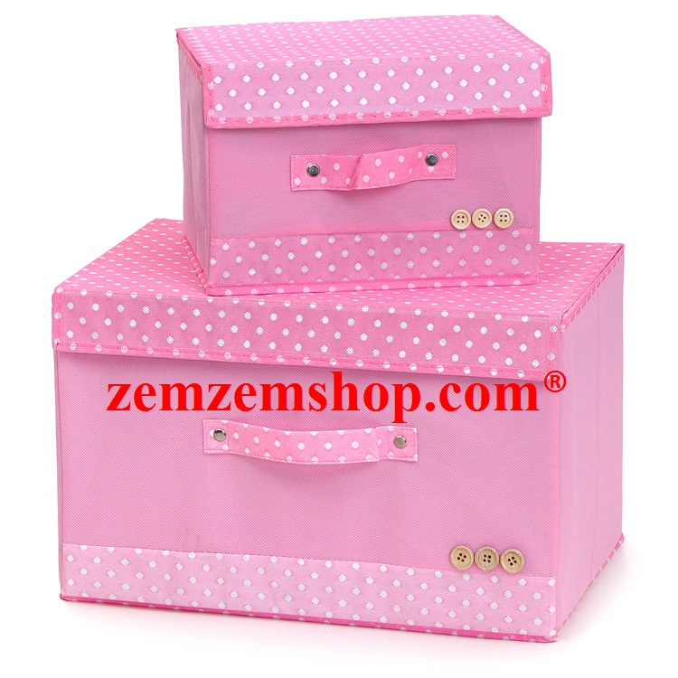 Hộp vải đựng đồ 1 ngăn có nắp zbox màu hồng- hop dung do