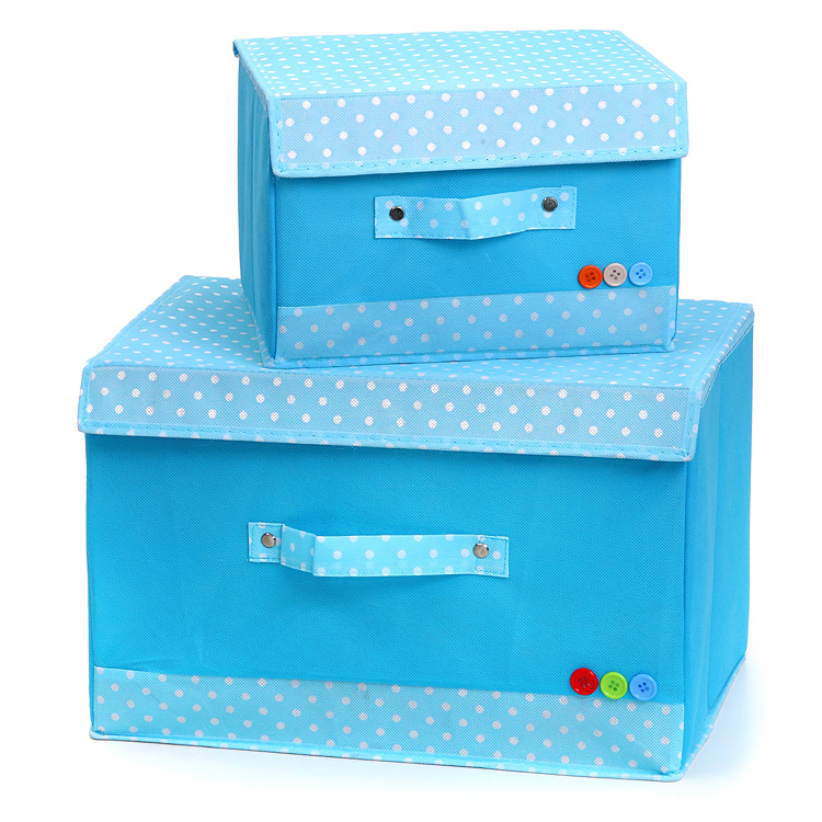 Hộp vải đựng đồ 1 ngăn có nắp zbox màu xanh hop dung do