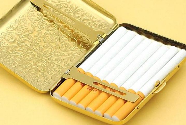 hộp đựng thuốc lá teampistol mạ vàng đa năng, hộp đựng thuốc lá kiêm bật lửa
