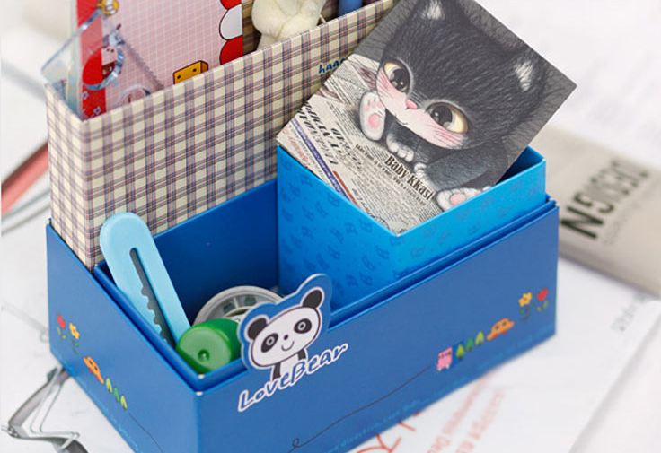 hộp đựng đồ để bàn: hộp giấy đựng đồ hình cún hình mèo đựng đồ văn phòng 2